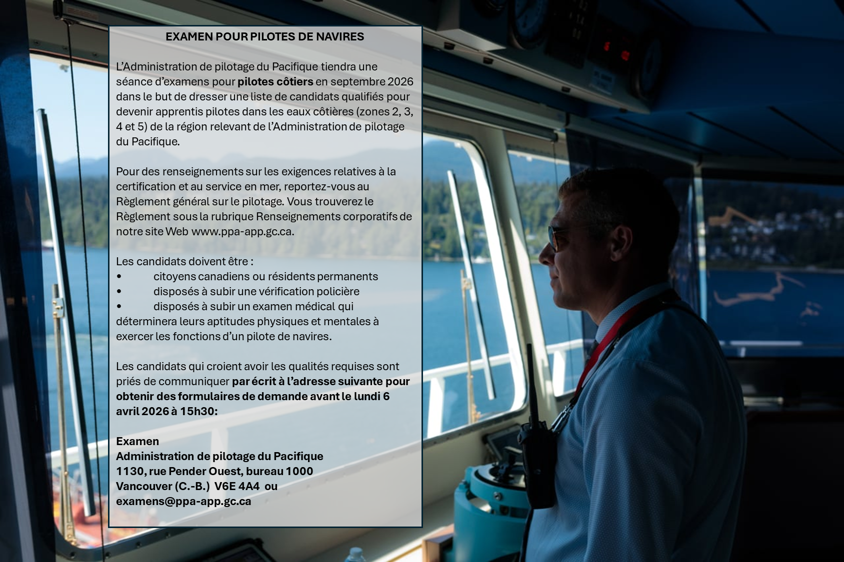 examen pour pilotes de navires